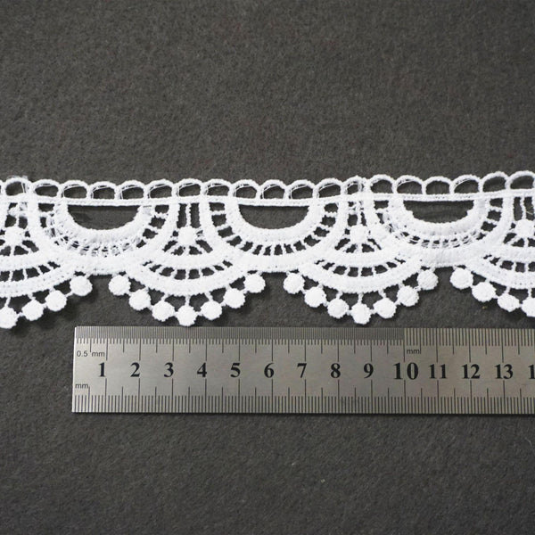 Off White Venice Lace Trim: Scalloped Bridal Guipure Lace - 1 7/8"