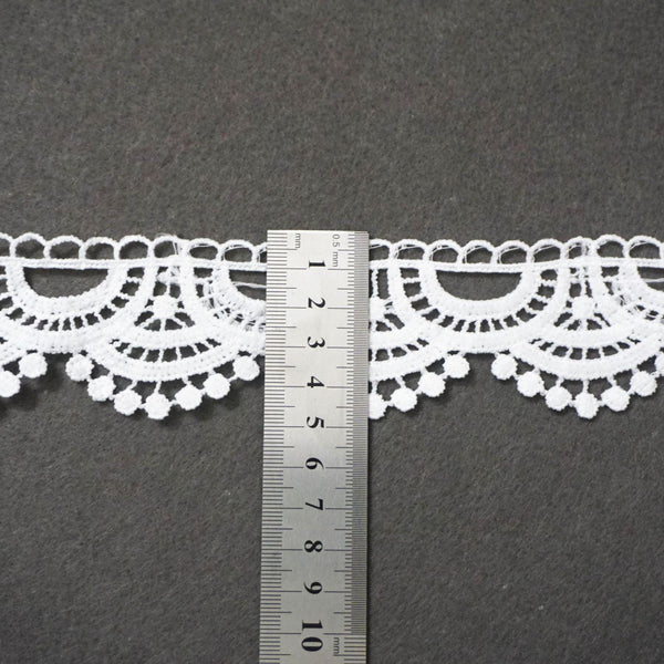 Off White Venice Lace Trim: Scalloped Bridal Guipure Lace - 1 7/8"