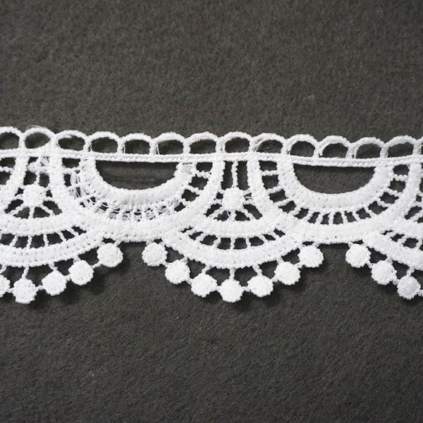 Off White Venice Lace Trim: Scalloped Bridal Guipure Lace - 1 7/8"