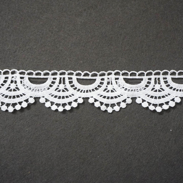 Off White Venice Lace Trim: Scalloped Bridal Guipure Lace - 1 7/8"