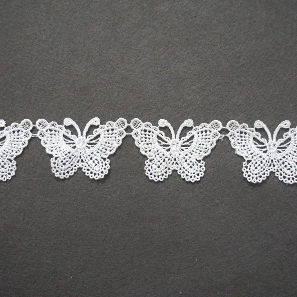 White Venice Lace Trim: Floral Butterfly Ribbon, Sewing & Craft Decor, 1 3/4 inches wide priced by the yard