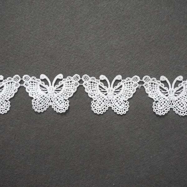 White Venice Lace Trim: Floral Butterfly Ribbon, Sewing & Craft Decor, 1 3/4 inches wide priced by the yard