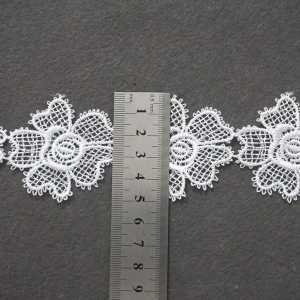 White Venice Lace Trim: Floral Butterfly Ribbon, Sewing & Craft Decor, 1 3/4 inches wide priced by the yard