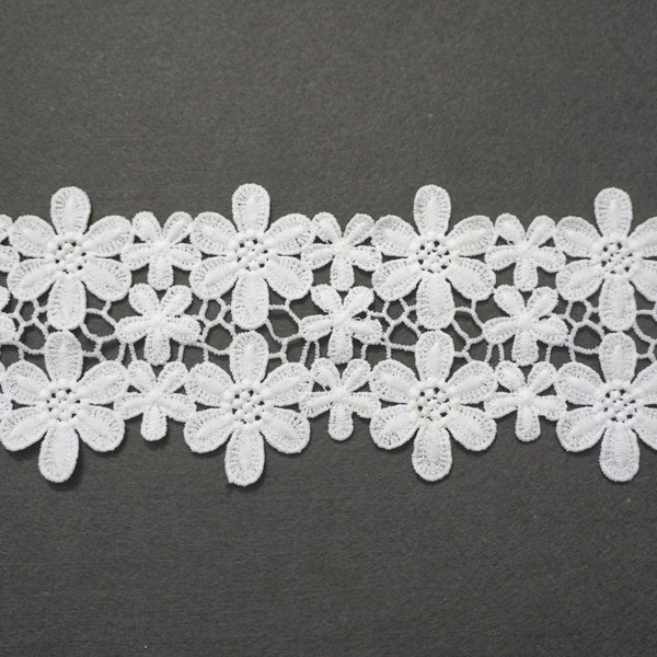 Off White Floral Venice Lace Trim: Scalloped Guipure Lace - 4 3/8 inches wide priced by the yard