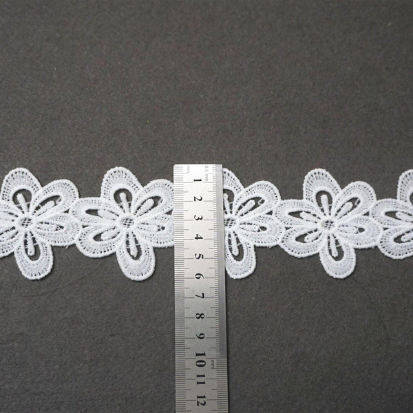 Off White Venice Lace Trim: Floral Guipure Scalloped Edge