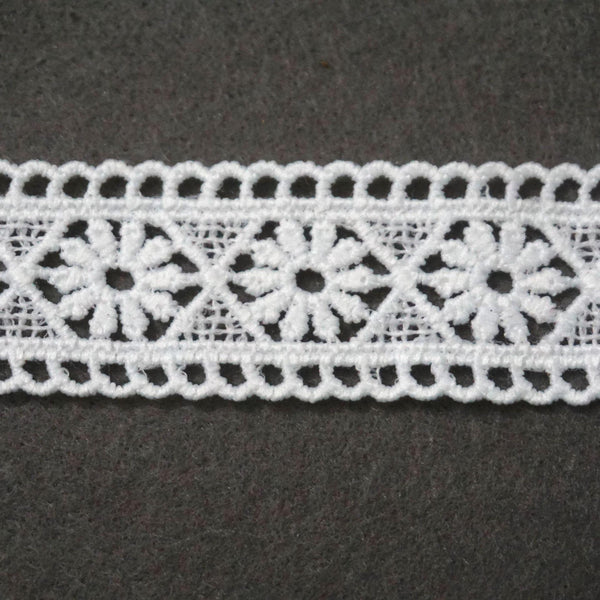 Venice Lace Trim: Off-White Round Pattern, 1-Inch Wide