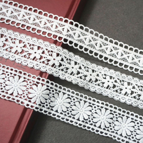 Floral Venice Lace Trim: Off-White Ribbon, Bridal & DIY Decor (1 Inch Wide)