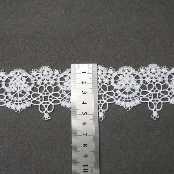Off White Floral Venice Lace Trim: Scalloped Guipure Bridal Lace