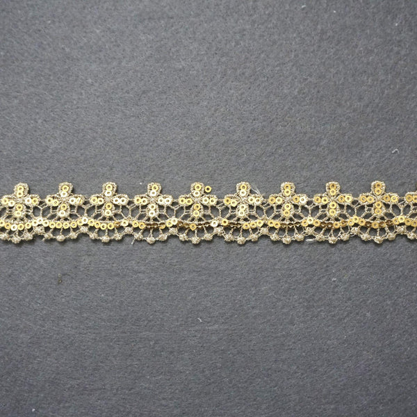 Gold Venice Lace Trim with Sequins - Scalloped Edge, Priced by the Yard