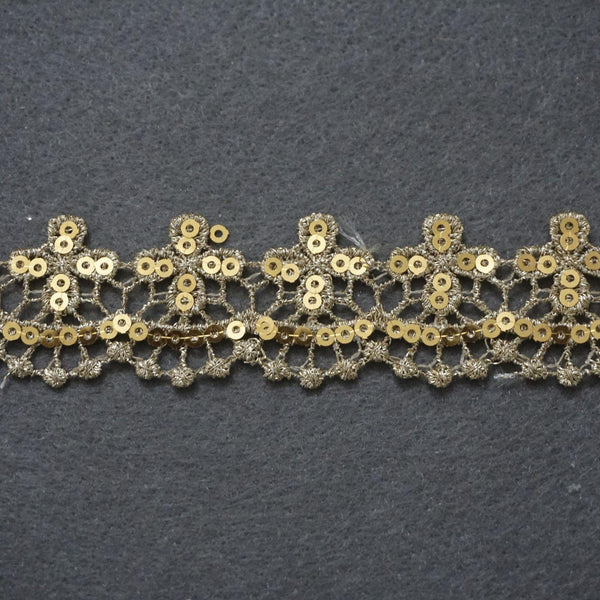 Gold Venice Lace Trim with Sequins - Scalloped Edge, Priced by the Yard
