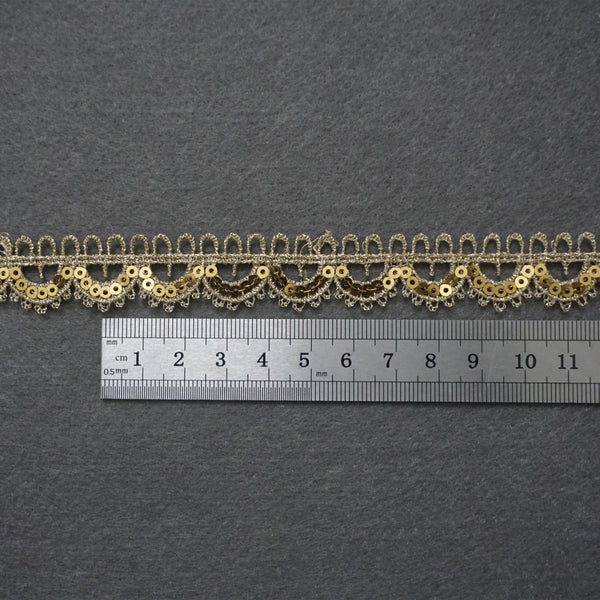 Gold Venice Lace Trim: Scalloped Sequins, 3/4 Inch, Priced by the Yard
