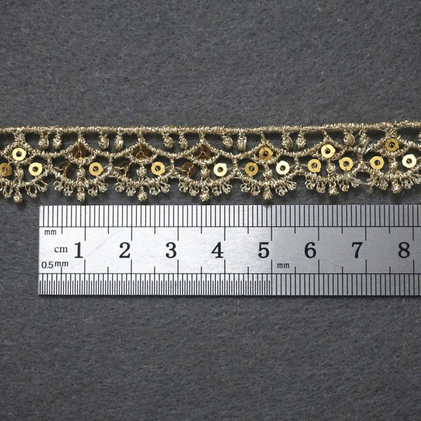 Gold Venice Lace Trim: Scalloped Sequins, Priced by the Yard