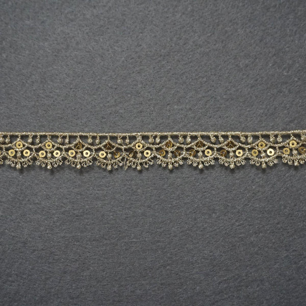 Gold Venice Lace Trim: Scalloped Sequins, Priced by the Yard