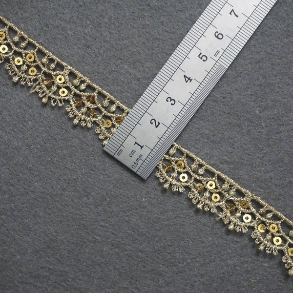 Gold Venice Lace Trim: Scalloped Sequins, Priced by the Yard