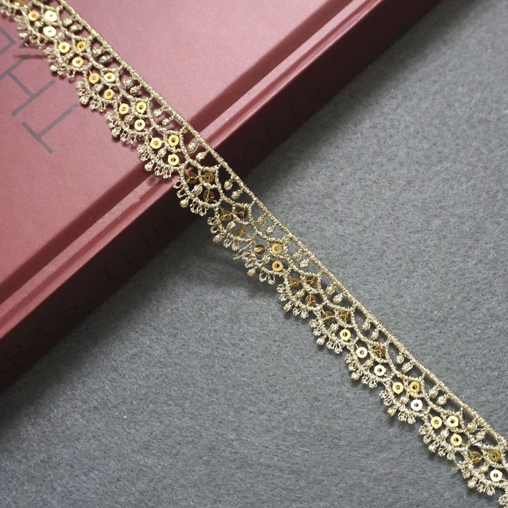 Gold Venice Lace Trim: Scalloped Sequins, Priced by the Yard