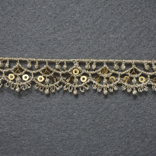 Gold Venice Lace Trim: Scalloped Sequins, Priced by the Yard