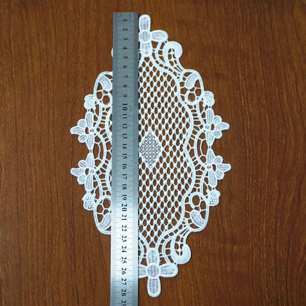 Off White Venice Lace Applique: Floral Guipure Lace (11 1/8 x 6 1/4 inches)
