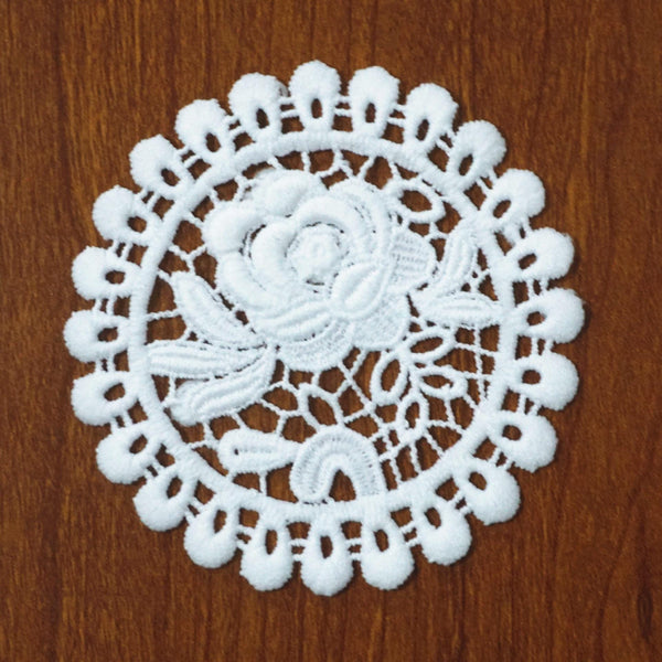 Off White Venice Lace Floral Applique - 4 inch Guipure Lace
