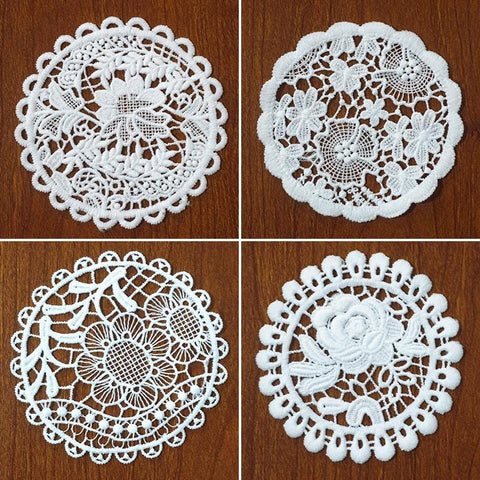 Off White Venice Lace Floral Applique - 4 inch Guipure Lace