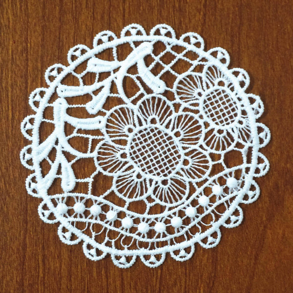 Off White Venice Lace Floral Applique - 4 inch Guipure Lace