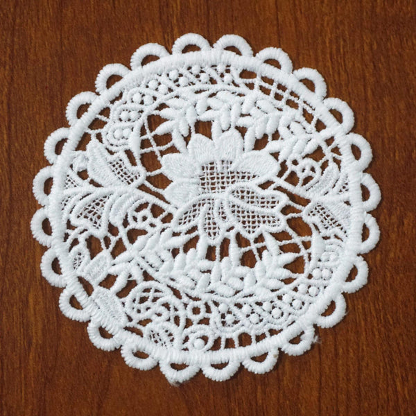 Off White Venice Lace Floral Applique - 4 inch Guipure Lace