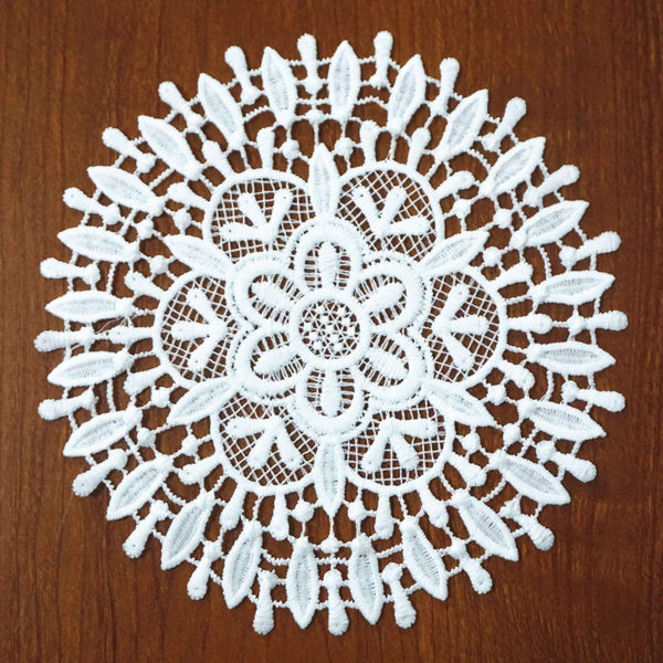 Off White Venice Lace Floral Applique - 7.5 inch Guipure Lace