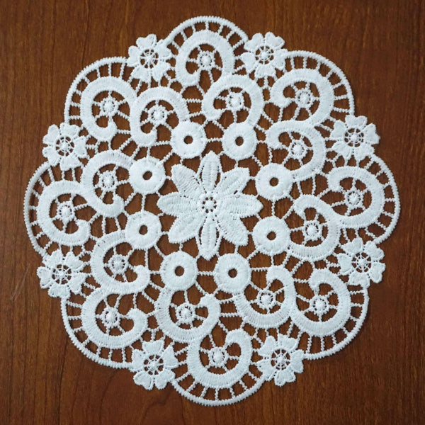 Off White Venice Lace Floral Applique - 7.5 inch Guipure Lace