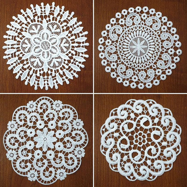 Off White Venice Lace Floral Applique - 7.5 inch Guipure Lace