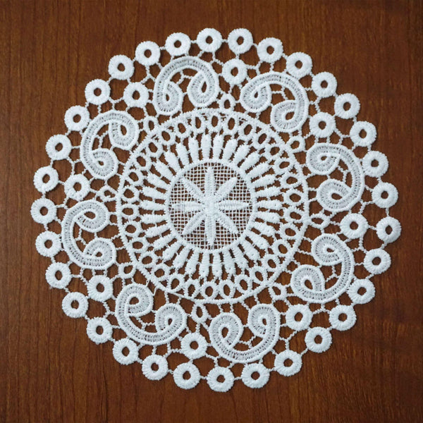 Off White Venice Lace Floral Applique - 7.5 inch Guipure Lace