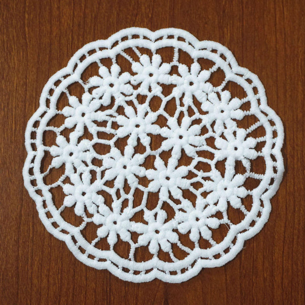 Off White Venice Lace Floral Applique - 6 Inch Guipure Lace