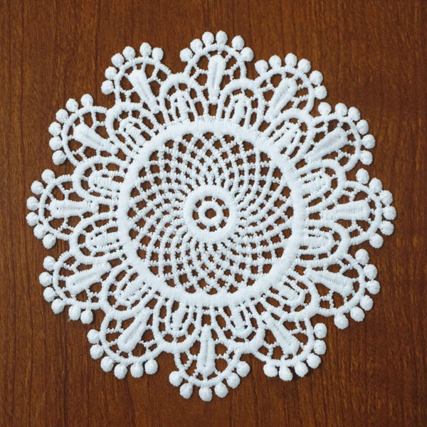 Off White Venice Lace Floral Applique - 6 Inch Guipure Lace