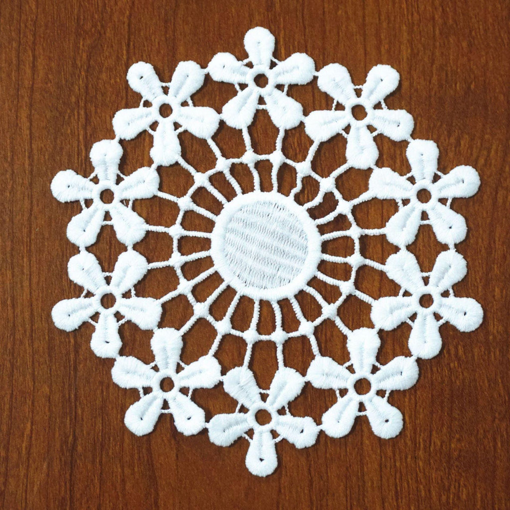 Floral Venice Lace Applique: Off-White Guipure Lace