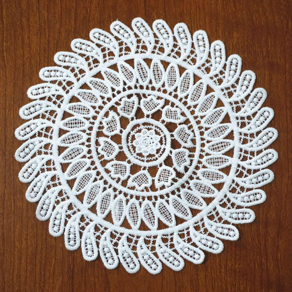 Off White Venice Lace Floral Applique - 7.5 inch Guipure Lace