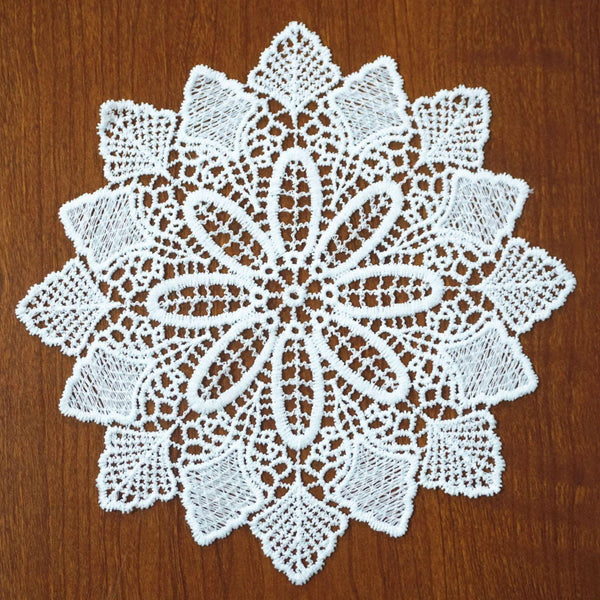 Off White Venice Lace Floral Applique - 7.5 inch Guipure Lace