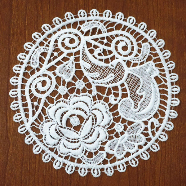 Floral Lace Applique: Off-White Embroidery Patch, Sewing Trim (7.5 inch)