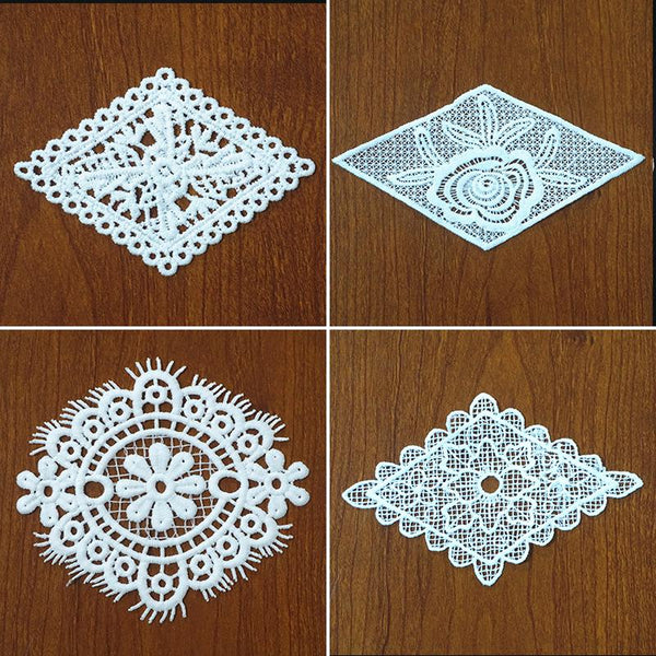 Lace Applique White Venice Floral Embroidered Patch for Sewing, Wedding Dress, DIY Crafting & Decoration