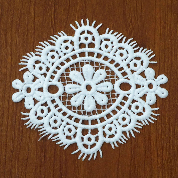 Lace Applique White Venice Floral Embroidered Patch for Sewing, Wedding Dress, DIY Crafting & Decoration