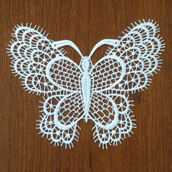 Off White Venice Lace Butterfly Applique - Floral Guipure Lace