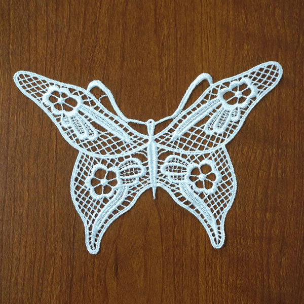 Off White Venice Lace Butterfly Applique - Floral Guipure Lace