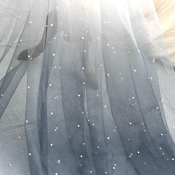 White Embroidered Bridal Lace Fabric - Corded Wedding Gown Lace by Yard