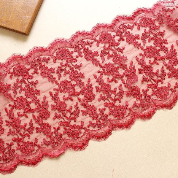 White Embroidered Bridal Lace Fabric - Corded Lace for Wedding Dress