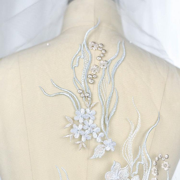 Bridal lace applique, white lace for wedding dress, embroidered lace for bridal dress wedding lace applique, corded lace for gown dress