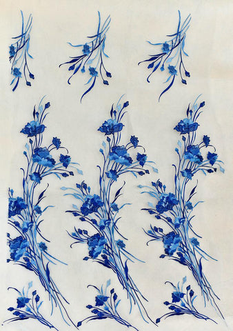 White Embroidered Floral Lace Applique: Bridal Gown Dress (13x51 1/8 in)