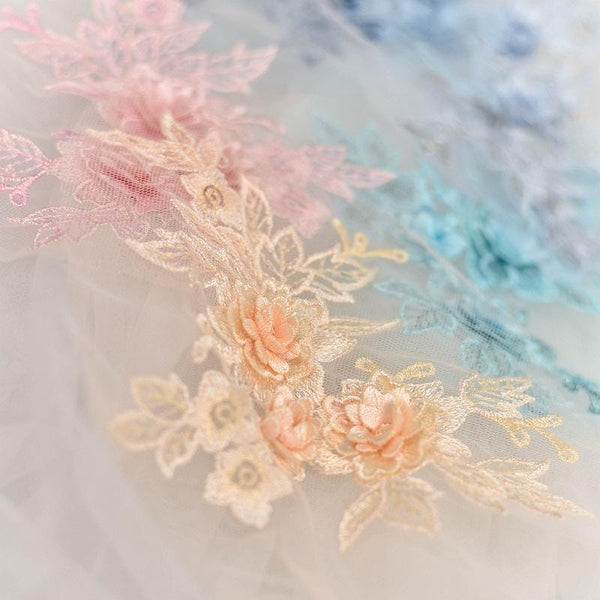 White Floral Lace Applique: Bridal Dress Bodice (6x7 7/8 in)