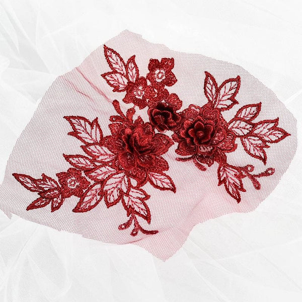 White Floral Lace Applique: Bridal Dress Bodice (6x7 7/8 in)