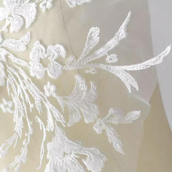 White Floral Lace Applique: Bridal Dress Bodice