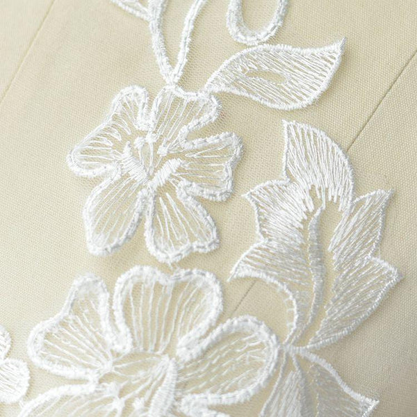 Embroidered Floral Lace Applique Pair: Bridal Gown Embellishment