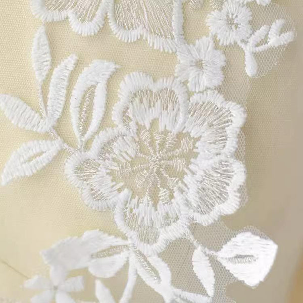 Bridal Embroidered Floral Lace Applique Pair