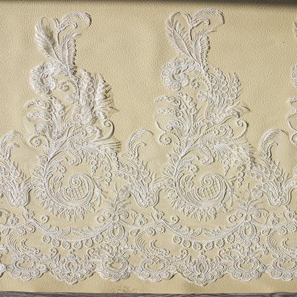 Sequin Bridal Lace Trim: White Wedding Dress Fabric, 25.5" Wide