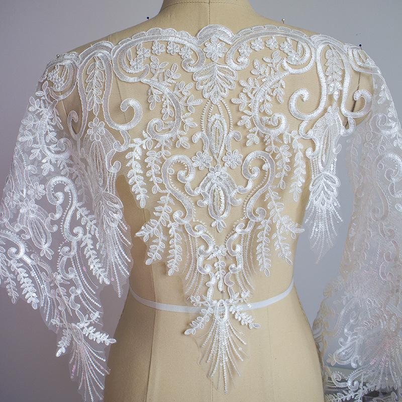 Bridal Alencon Lace Trim with Sequins: Off-White Wedding Dress Lace